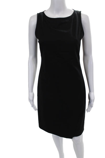 Theory Womens Sheath Dress Black Wool Sleeveless Round Neck Knee Length Size 0