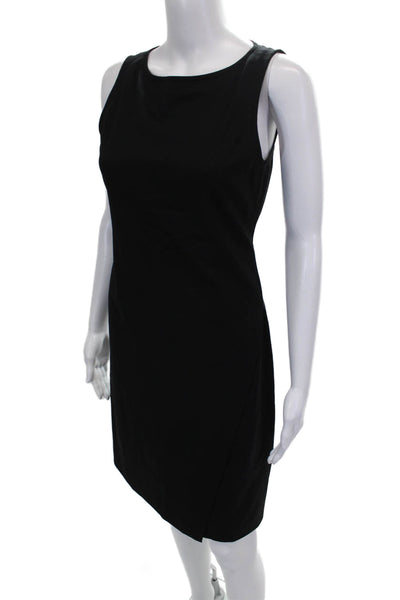 Theory Womens Sheath Dress Black Wool Sleeveless Round Neck Knee Length Size 0