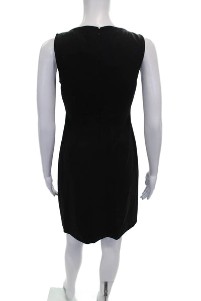 Theory Womens Sheath Dress Black Wool Sleeveless Round Neck Knee Length Size 0