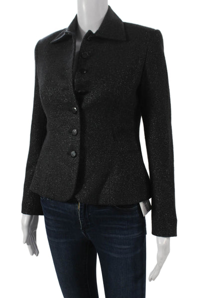 Ralph Lauren Black Label Women Black Basic Jacket Wool Cashmere Size 4