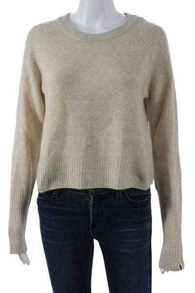 One Grey Day Womens Beige 100% Cashmere Sweater Crewneck Size S