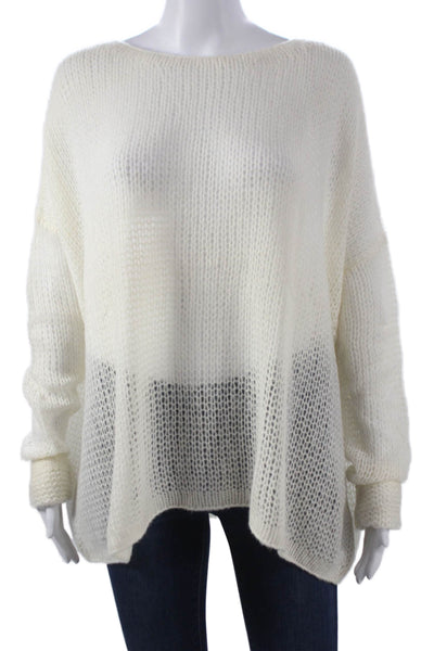 KaufmanFranco Women Ivory Cashmere Silk Boat Neck Long Sleeve Pullover Size XS