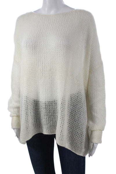 KaufmanFranco Women Ivory Cashmere Silk Boat Neck Long Sleeve Pullover Size XS