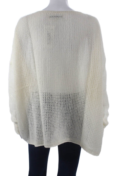 KaufmanFranco Women Ivory Cashmere Silk Boat Neck Long Sleeve Pullover Size XS