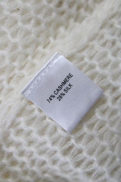 KaufmanFranco Women Ivory Cashmere Silk Boat Neck Long Sleeve Pullover Size XS