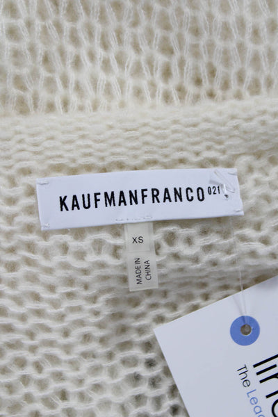 KaufmanFranco Women Ivory Cashmere Silk Boat Neck Long Sleeve Pullover Size XS