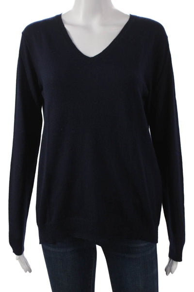 The Cashmere Project Womens V-Neck Cashmere Sweater Blue Long Sleeve Size S