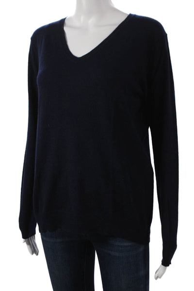 The Cashmere Project Womens V-Neck Cashmere Sweater Blue Long Sleeve Size S