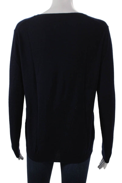 The Cashmere Project Womens V-Neck Cashmere Sweater Blue Long Sleeve Size S