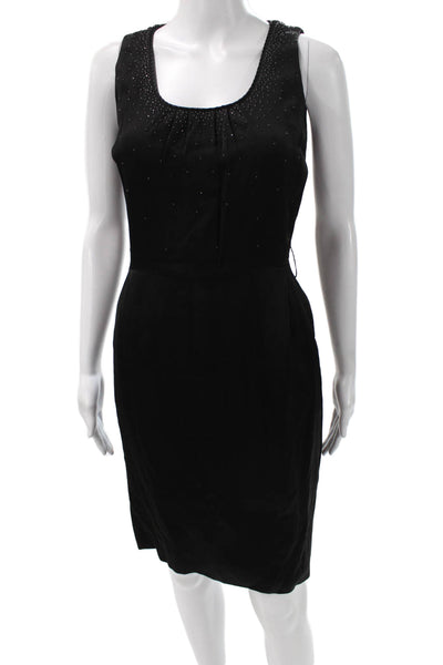 St. John Couture Women Sheath Dress Black Scoop Neck Knee Length Size 4