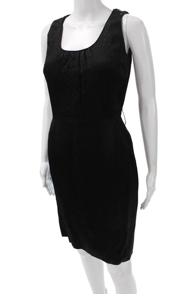 St. John Couture Women Sheath Dress Black Scoop Neck Knee Length Size 4