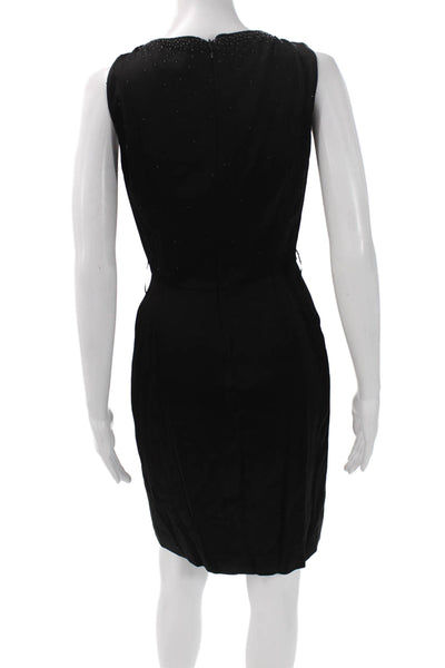 St. John Couture Women Sheath Dress Black Scoop Neck Knee Length Size 4