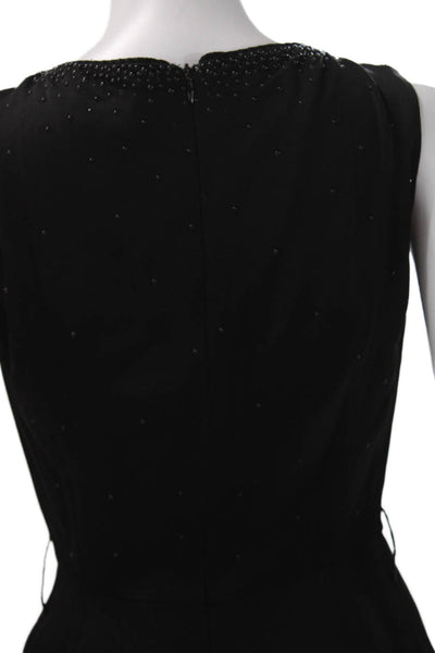 St. John Couture Women Sheath Dress Black Scoop Neck Knee Length Size 4
