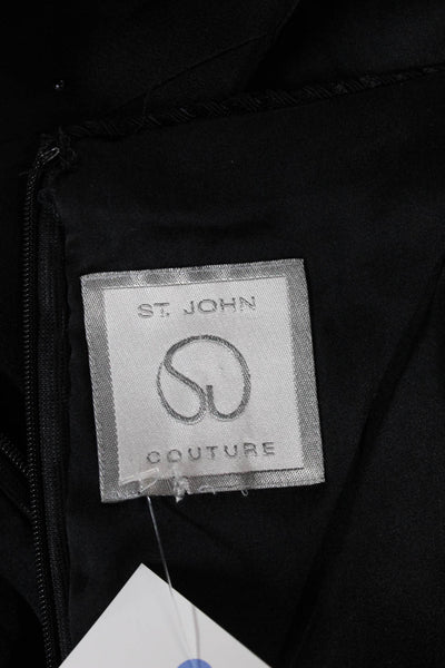 St. John Couture Women Sheath Dress Black Scoop Neck Knee Length Size 4