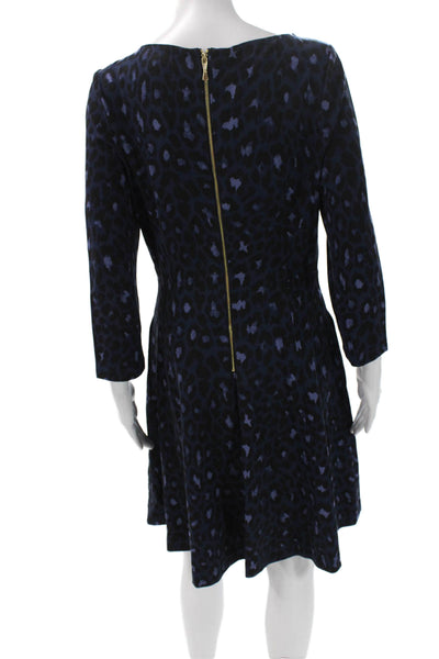 Kate Spade New York Women Fit & Flare Dress Blue Animal Print Size 10