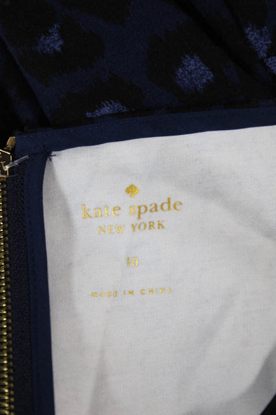 Kate Spade New York Women Fit & Flare Dress Blue Animal Print Size 10