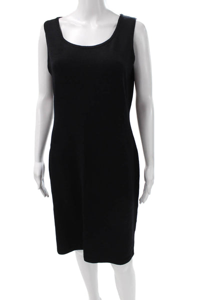 St. John Collection Women Sheath Dress Black Wool Sleeveless Scoop Neck Size 8
