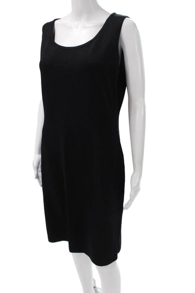 St. John Collection Women Sheath Dress Black Wool Sleeveless Scoop Neck Size 8