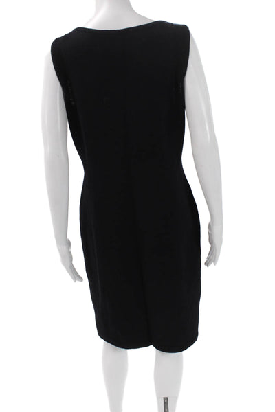 St. John Collection Women Sheath Dress Black Wool Sleeveless Scoop Neck Size 8