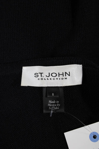 St. John Collection Women Sheath Dress Black Wool Sleeveless Scoop Neck Size 8