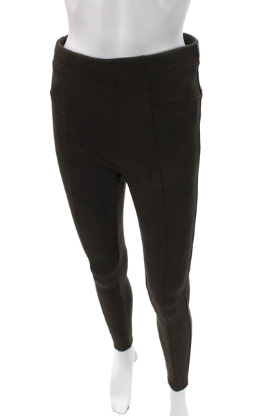 Spanx Womens Ankle Faux Suede Leggings Brown Size M