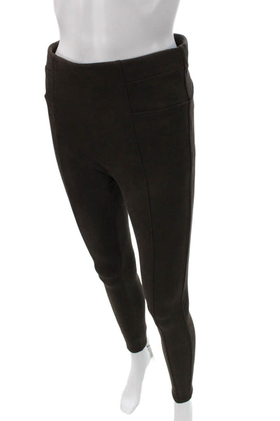 Spanx Womens Ankle Faux Suede Leggings Brown Size M