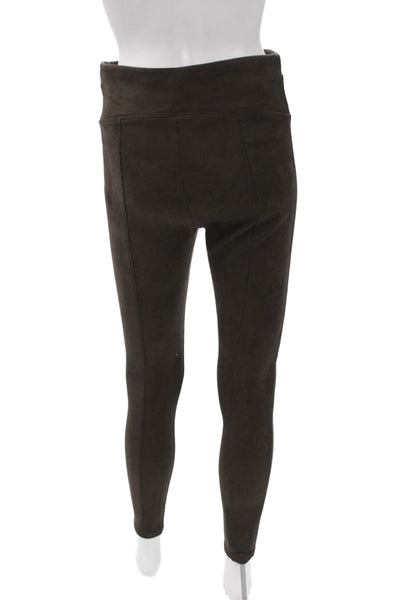 Spanx Womens Ankle Faux Suede Leggings Brown Size M