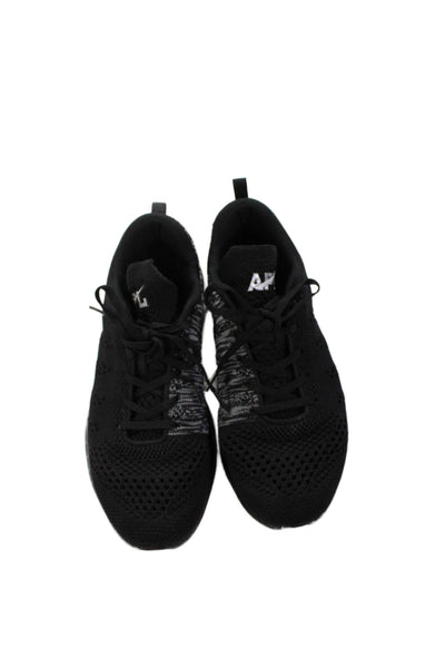 APL Womens Lace Up Knit Low Top Running Sneakers Black White Size 9