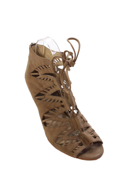 Dolce Vita Womens Back Zip Wedge Heel Strappy Sandals Brown Leather Size 8.5