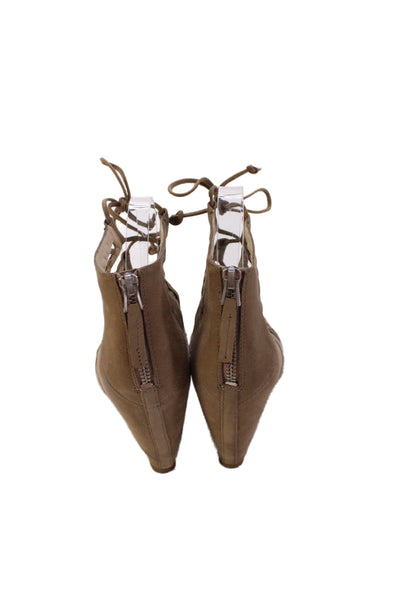 Dolce Vita Womens Back Zip Wedge Heel Strappy Sandals Brown Leather Size 8.5
