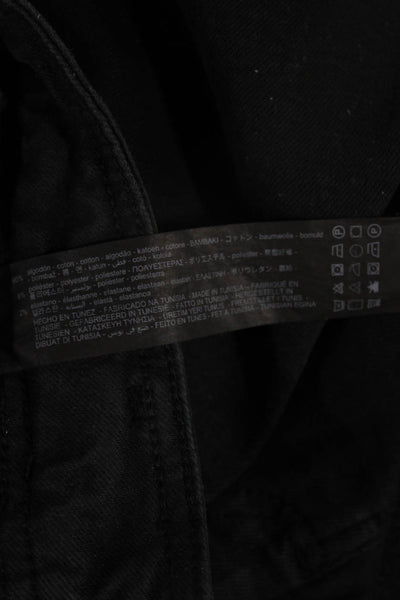 Zara Womens Wide Leg Jeans Black High Rise Button Size 6