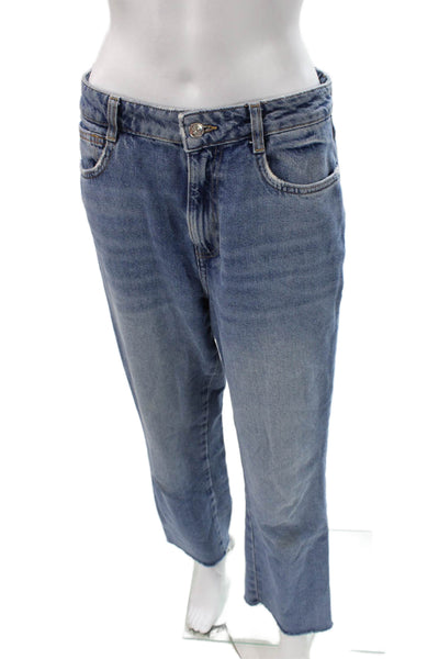 Zara Womens High Rise Straight Jeans Blue Size 6