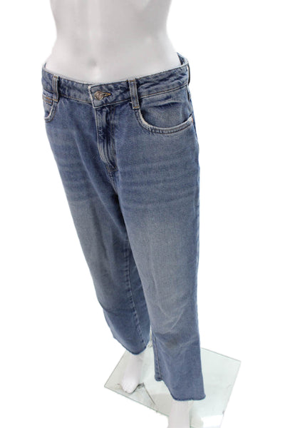 Zara Womens High Rise Straight Jeans Blue Size 6