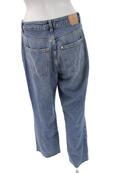 Zara Womens High Rise Straight Jeans Blue Size 6