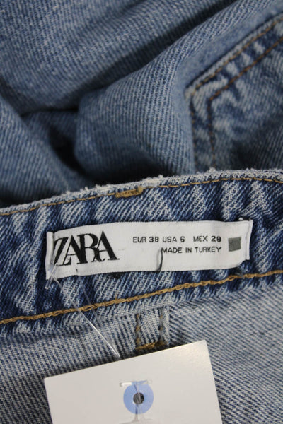 Zara Womens High Rise Straight Jeans Blue Size 6