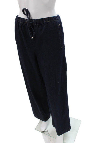 Zara Women Blue Cotton Drawstring Pants Size M