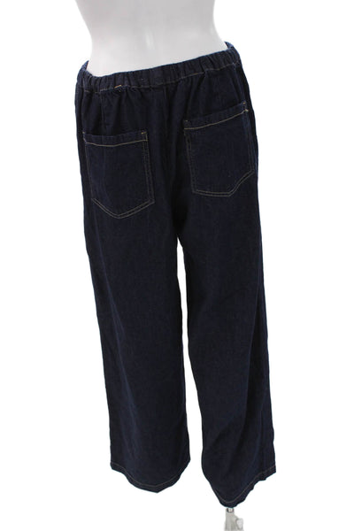 Zara Women Blue Cotton Drawstring Pants Size M