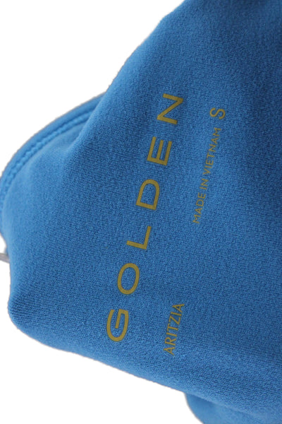 Golden Womens Scoop Neck Stretch Knit Sports Bra Blue Size Small