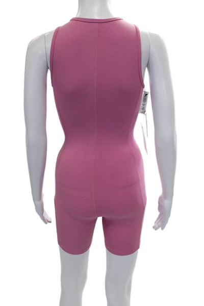 TNA Women Unitard Pink Sleeveless Zip Round Neck Polyester Size 2XS