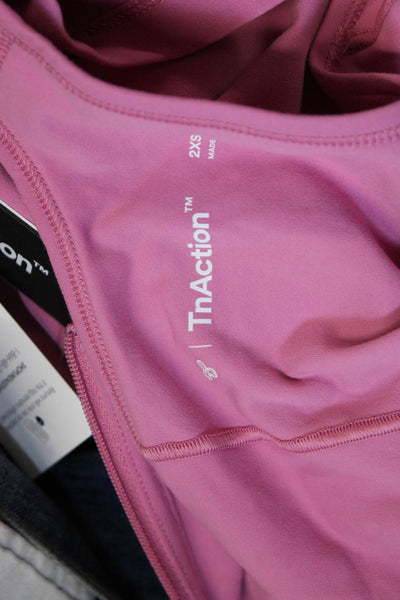 TNA Women Unitard Pink Sleeveless Zip Round Neck Polyester Size 2XS