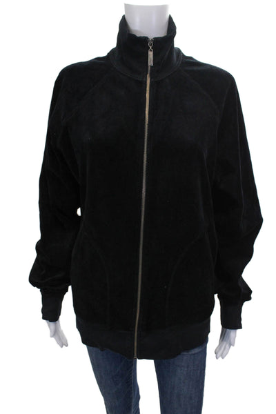Juicy Couture Womens Black Track Jacket Zip Long Sleeve Size L