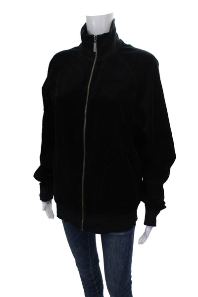 Juicy Couture Womens Black Track Jacket Zip Long Sleeve Size L