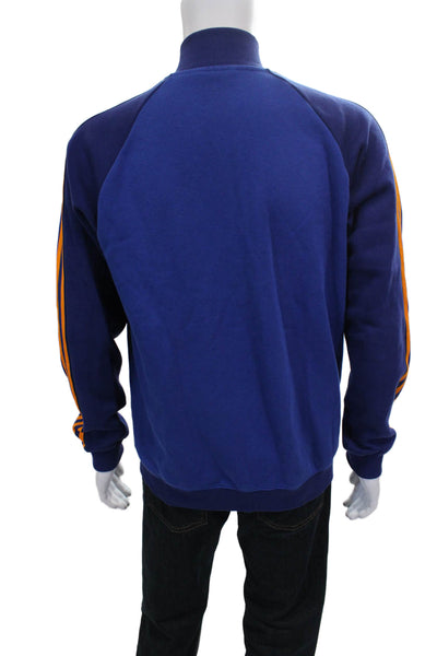 Adidas Mens Blue Track Jacket Zip 70% Cotton 30% Polyester Solid Size M