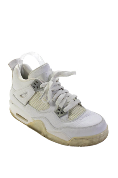 Air Jordan Boys Lace Up Leather Nike Air Jordan 4 Retro Sneakers White Size 4.5