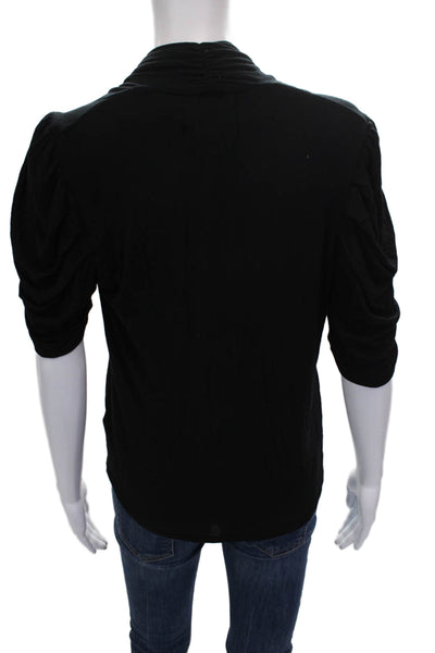 Ba&Sh Womens Black V-Neck Basic T-Shirt Short Sleeve Modal Size 2