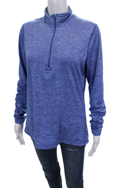Nike Women Pullover Athleisure Blue Mock Neck Zip Long Sleeve Size M