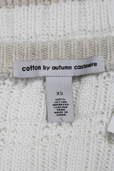 Cotton By Autumn Cashmere Women Full Zip Sweater White 3/4 Sleeve Size XS