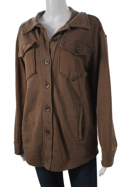 Avec Les Filles Women Basic Jacket Brown Long Sleeve Cotton Blend Size XS