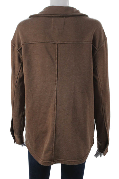 Avec Les Filles Women Basic Jacket Brown Long Sleeve Cotton Blend Size XS