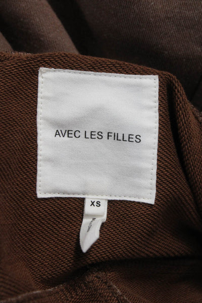 Avec Les Filles Women Basic Jacket Brown Long Sleeve Cotton Blend Size XS